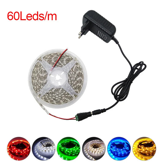 5M RGB LED Light Strip - 300 White 2835 LEDs, Waterproof Tape, IR Controller + Power Supply - 60 LEDs/m