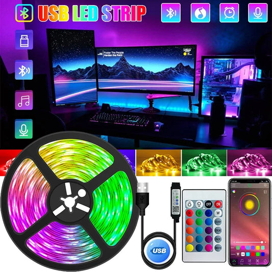 RGB LED Strip Lights - Bluetooth Controlled USB Powered - Room Decor & TV Backlights [1-30m]